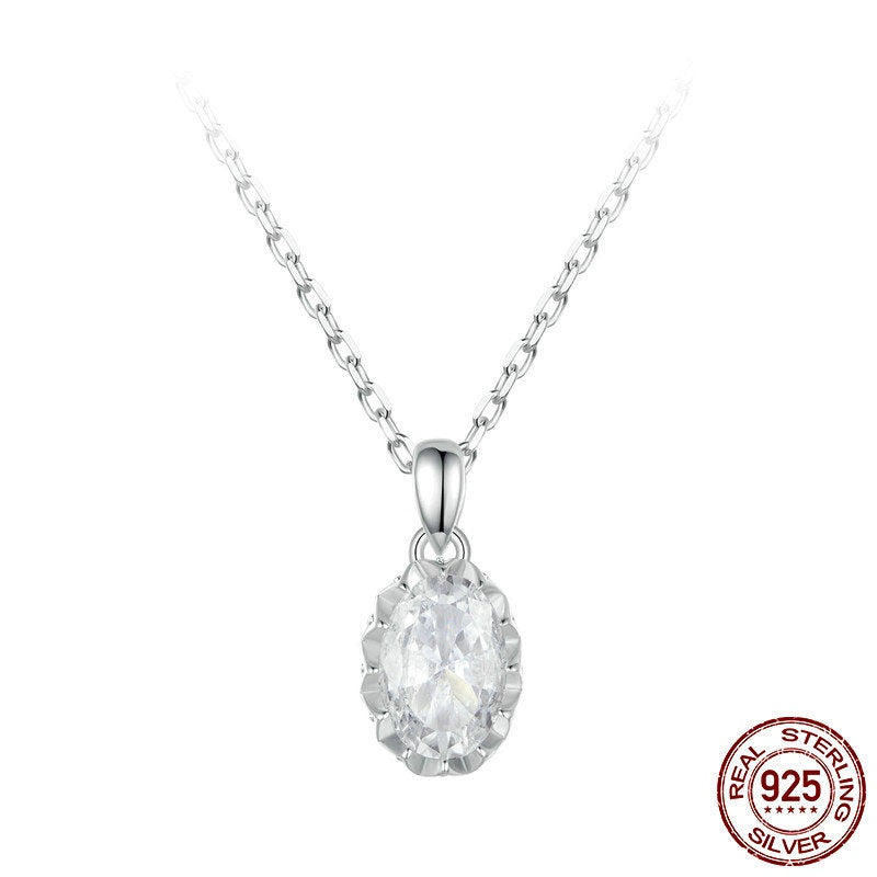 Light Luxury Drop-shaped 1 Karat Shining Moissanite Necklace S925 Sterling Silver White Gold Plated