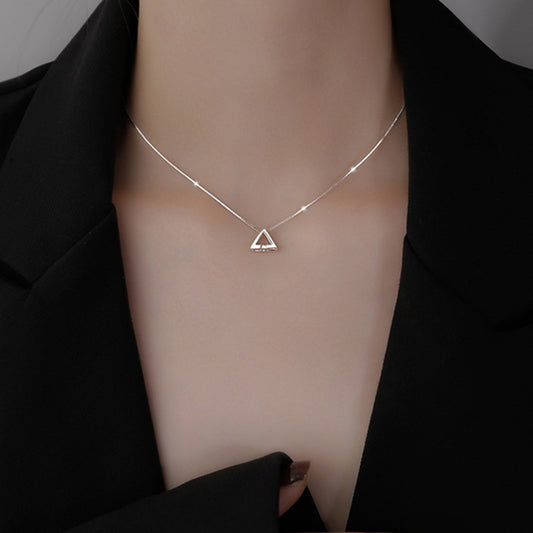 Triangle Necklace Female S925 Sterling Silver Korean Simple Geometric